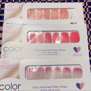 NIB Three Packs of Color Street Carribean Coral, Coral Bay, and Pebble Rebel